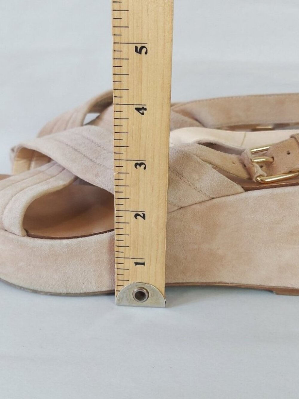 J.Crew Women Darcy Beige Suede Leather Slingback Wedge Sandals Size 8 Comfort - Picture 11 of 14